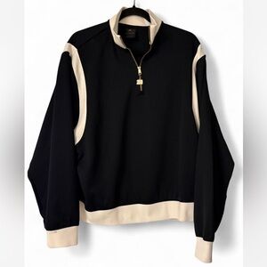 Jordan Zip-Up Sweater in Black and Cream